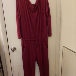 NWOT-Women's Long-Sleeve Cowl Neck Jumpsuit - Burgundy